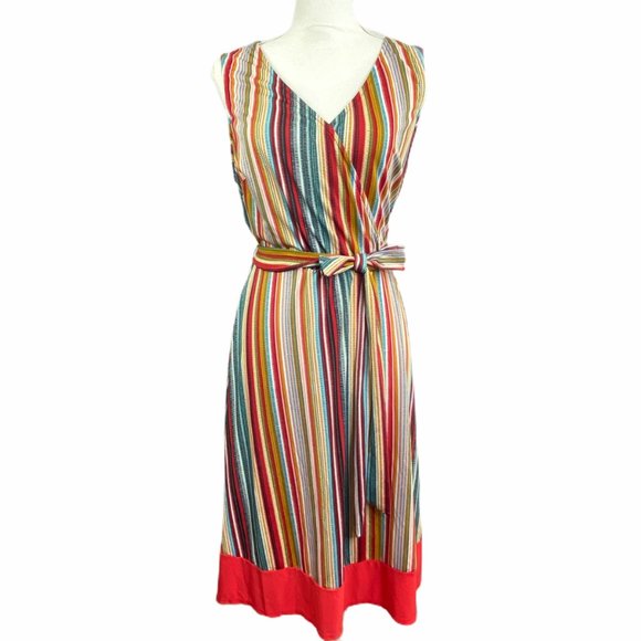 Love Squared Dresses & Skirts - Love Squared Sleeveless Wrap Dress Striped 1X